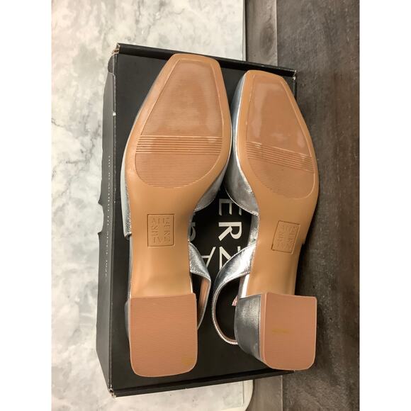 Naturalizer Women's 8.5M Silver Leather Jayla Pump Block Heels Square Toe LB7-5 - Picture 9 of 11